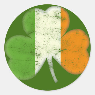Pegatina Redonda Bandera de Irlanda Shamrock