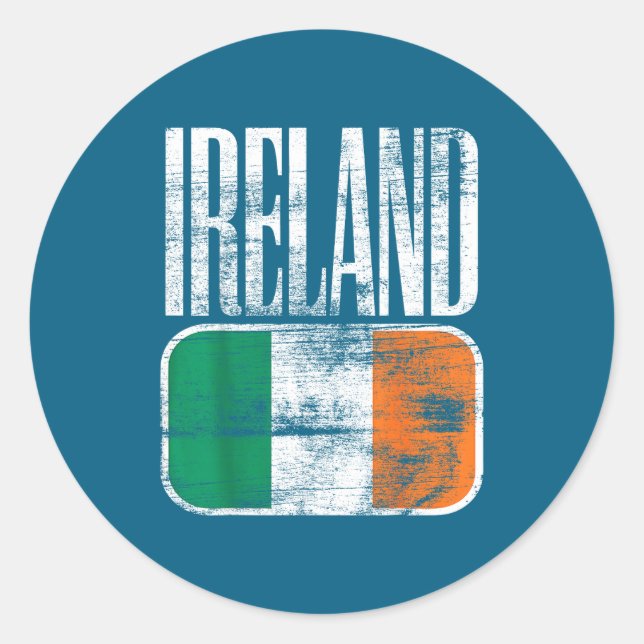 Pegatina Redonda Bandera de Irlanda Suprt (Anverso)