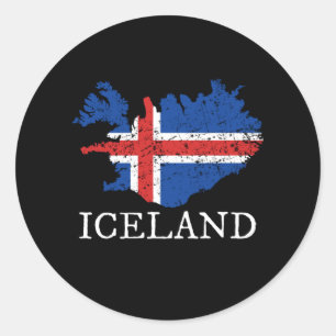 Pegatina Redonda Bandera de Islandia