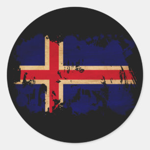 Pegatina Redonda Bandera de Islandia