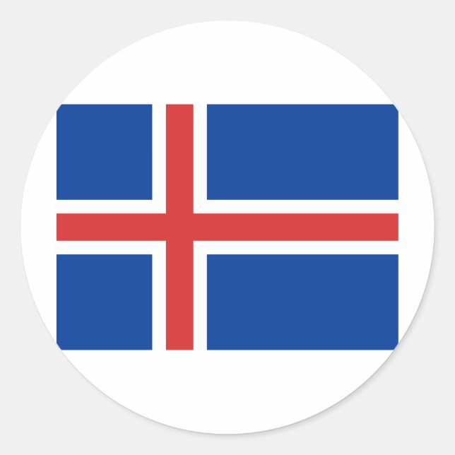 Pegatina Redonda Bandera de Islandia (Anverso)