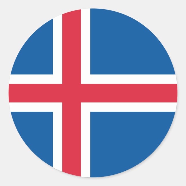 Pegatina Redonda Bandera de Islandia (Anverso)