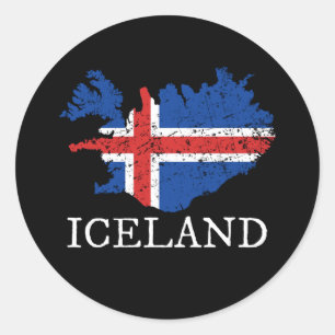 Pegatina Redonda Bandera de Islandia