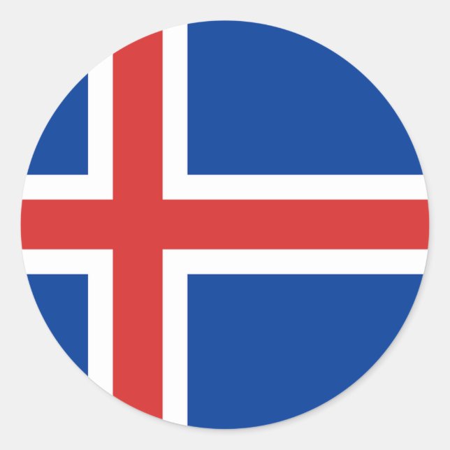 Pegatina Redonda Bandera de Islandia (Anverso)