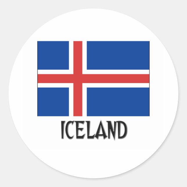 Pegatina Redonda Bandera de Islandia (Anverso)