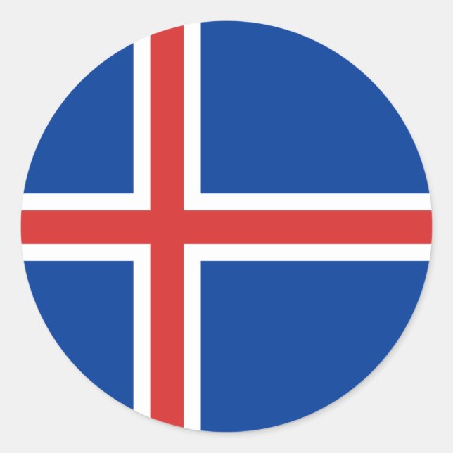 Pegatina Redonda Bandera de Islandia (Anverso)