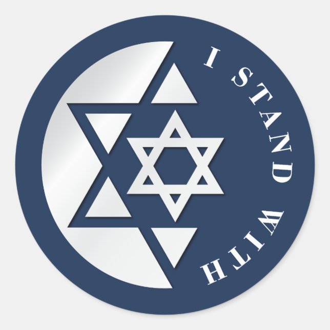 Pegatina Redonda Bandera De Israel Fuerte Y Libertad (Anverso)