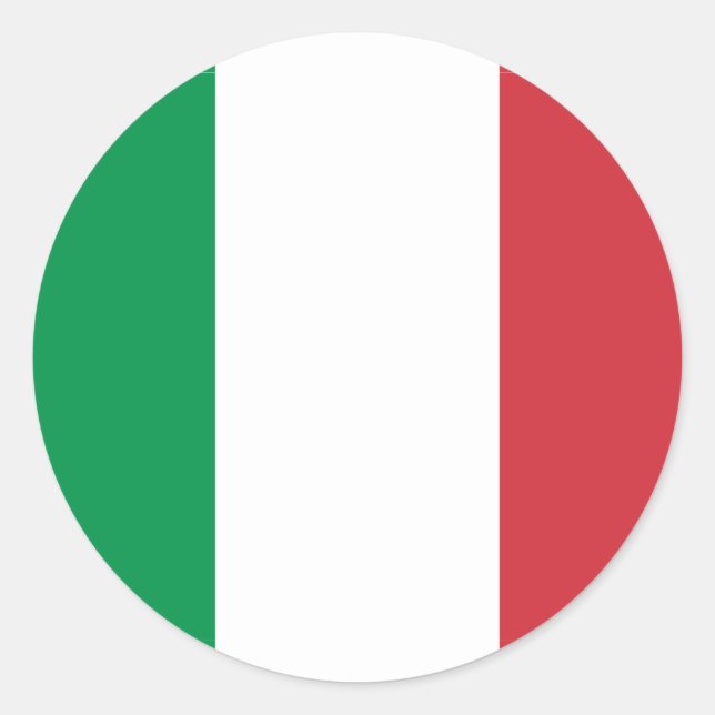 Pegatina Redonda Bandera de Italia (Anverso)