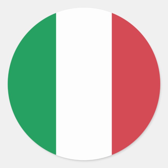 Pegatina Redonda Bandera de Italia (Anverso)