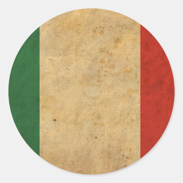 Pegatina Redonda Bandera de Italia de época (Anverso)