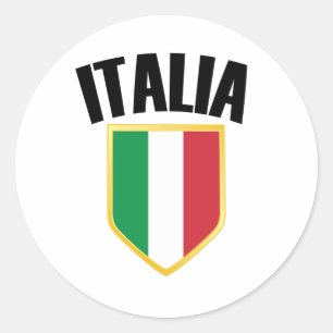 Pegatina Redonda Bandera de Italia Escudo