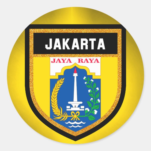 Pegatina Redonda Bandera de Jakarta (Anverso)