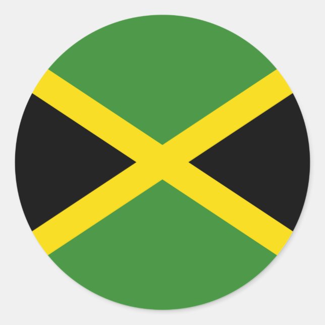 Pegatina Redonda Bandera de Jamaica (Anverso)