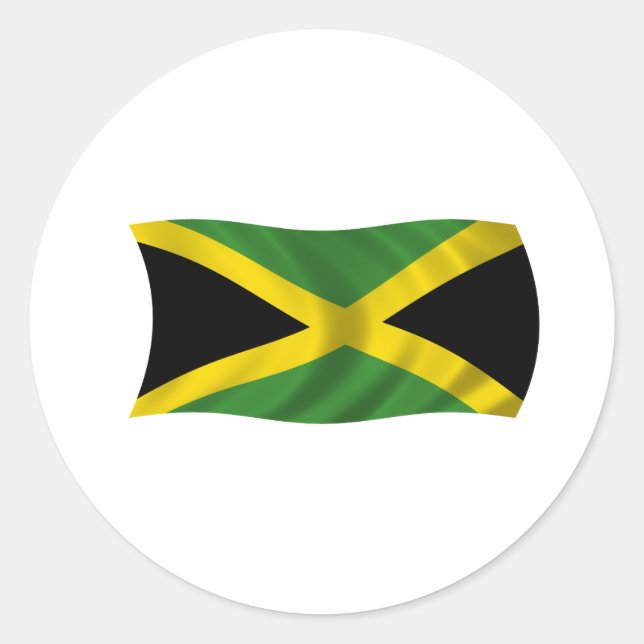 Pegatina Redonda Bandera de Jamaica (Anverso)