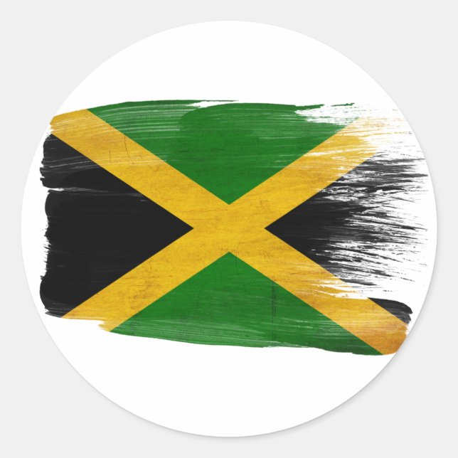 Pegatina Redonda Bandera de Jamaica (Anverso)