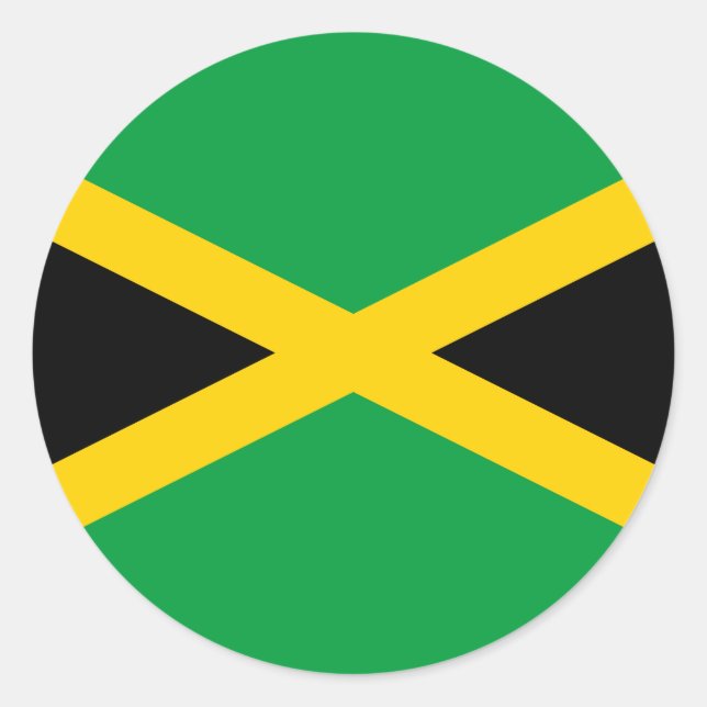 Pegatina Redonda Bandera de Jamaica (Anverso)