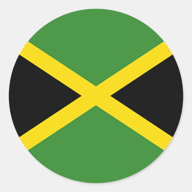 Pegatina Redonda Bandera de Jamaica (Anverso)