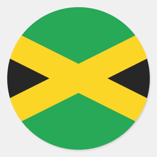 Pegatina Redonda Bandera de Jamaica - Bandera jamaiquina (Anverso)