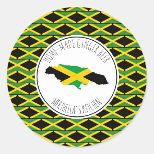 Pegatina Redonda Bandera de Jamaica DE CERVEZA DE GINGER HECHA EN C