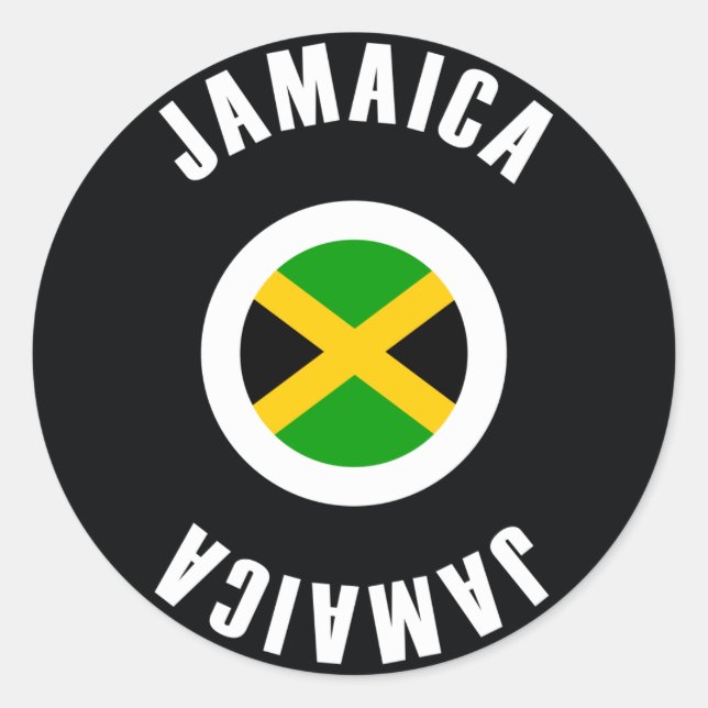 Pegatina Redonda Bandera de Jamaica simple (Anverso)