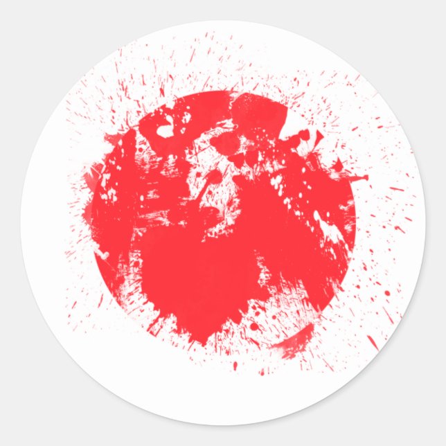 Pegatina Redonda Bandera de Japón (Anverso)