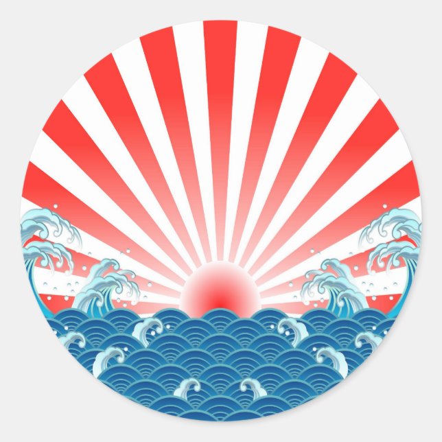 Pegatina Redonda Bandera de Japón - NIPPON (Anverso)