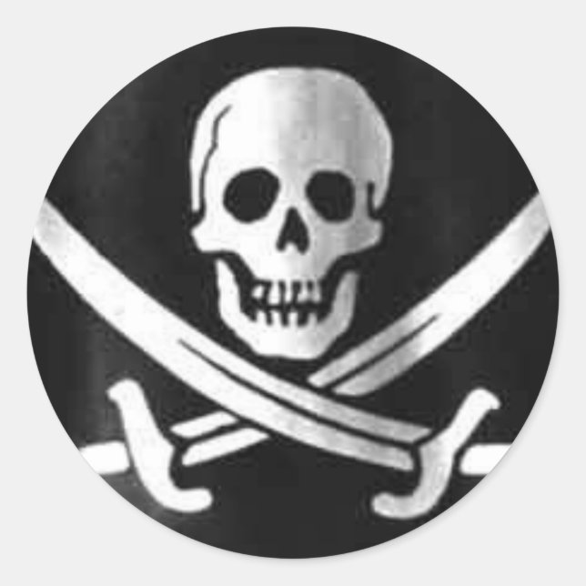 Pegatina Redonda Bandera de Jolly Roger (Anverso)