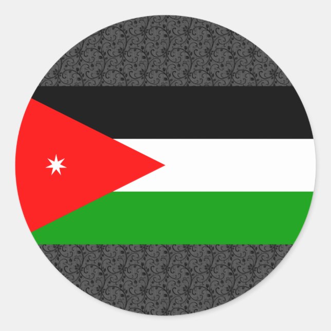 Pegatina Redonda Bandera de Jordania (Anverso)