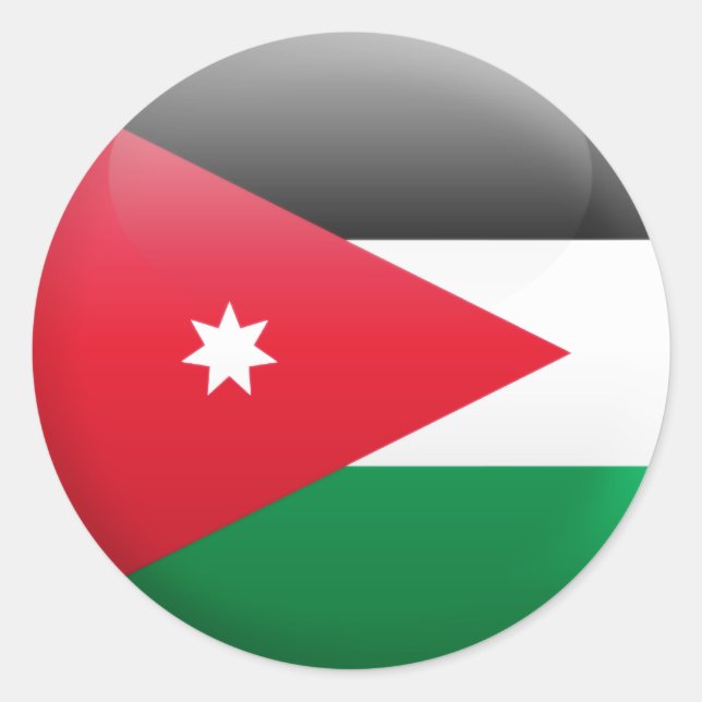 Pegatina Redonda Bandera de Jordania (Anverso)