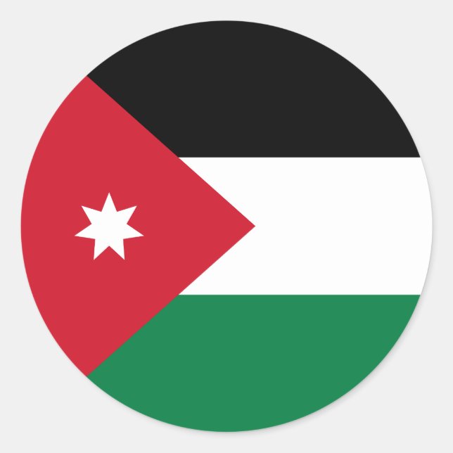 Pegatina Redonda Bandera de Jordania (Anverso)