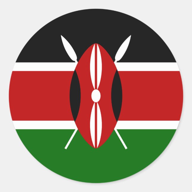 Pegatina Redonda Bandera de Kenia (Anverso)