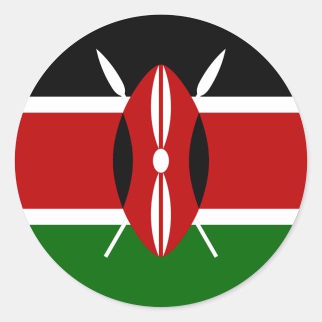 Pegatina Redonda Bandera de Kenia África (Anverso)