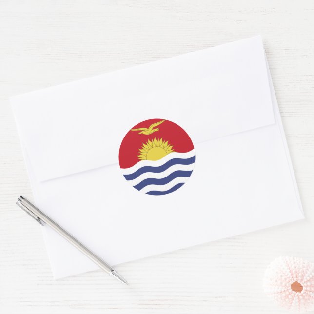 Pegatina Redonda Bandera de Kiribati (Sobre)