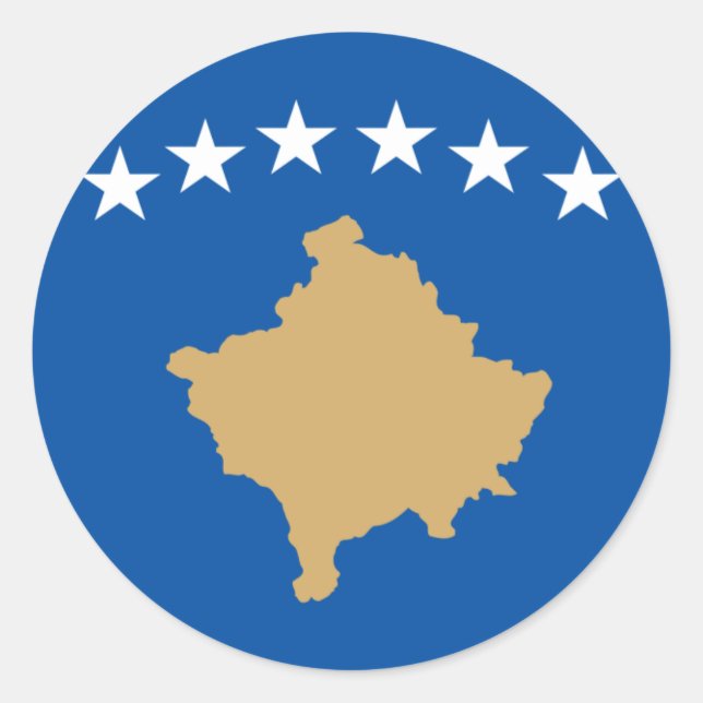 Pegatina Redonda Bandera de Kosovo (Anverso)