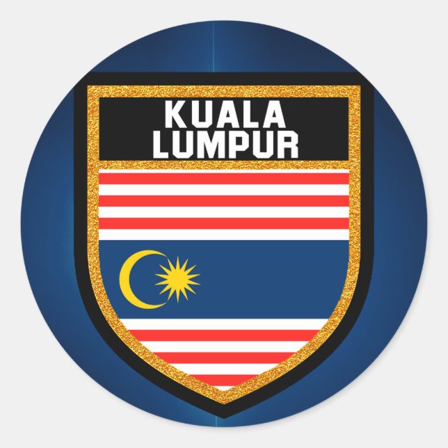 Pegatina Redonda Bandera de Kuala Lumpur (Anverso)
