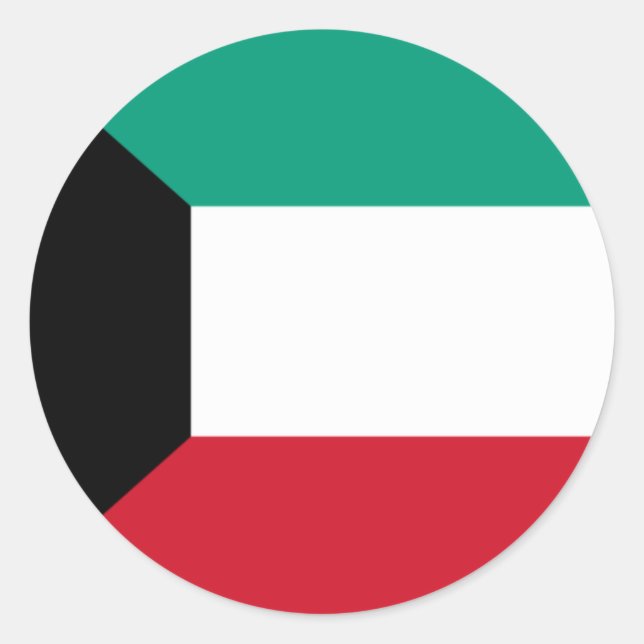 Pegatina Redonda Bandera de Kuwait (Anverso)