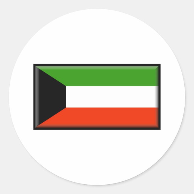 Pegatina Redonda Bandera de Kuwait (Anverso)