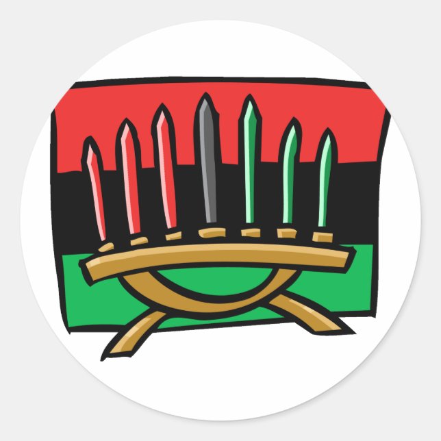 Pegatina Redonda Bandera de Kwanzaa (Anverso)