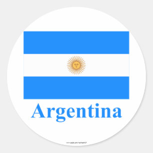 Pegatina Redonda Bandera de la Argentina con nombre