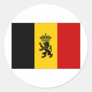 Pegatina Redonda Bandera de la bandera del gobierno de Bélgica