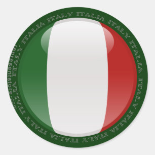 Pegatina Redonda Bandera de la burbuja de Italia