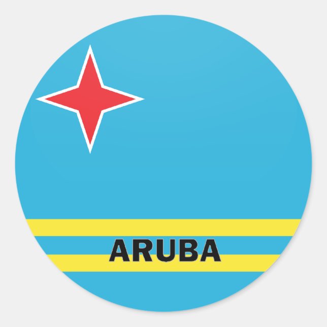 Pegatina Redonda Bandera de la calidad de Aruba Roundel (Anverso)