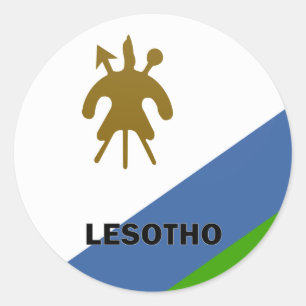 Pegatina Redonda Bandera de la calidad de Lesotho Roundel