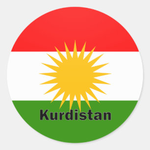 Pegatina Redonda Bandera de la calidad de Roundel del Kurdistan