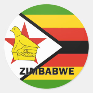 Pegatina Redonda Bandera de la calidad de Zimbabwe Roundel