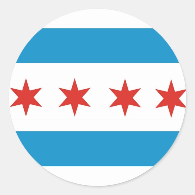 Pegatina Redonda bandera de la ciudad de chicago estados unidos (Anverso)