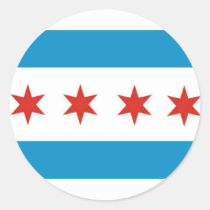Pegatina Redonda bandera de la ciudad de chicago estados unidos