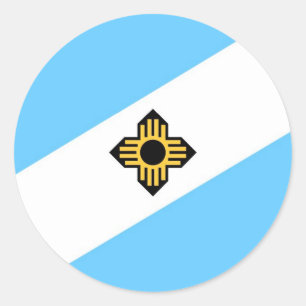 Pegatina Redonda Bandera de la ciudad de Madison Estado de Wisconsi