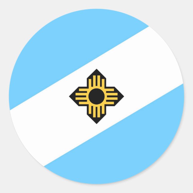 Pegatina Redonda Bandera de la ciudad de Madison Estado de Wisconsi (Anverso)