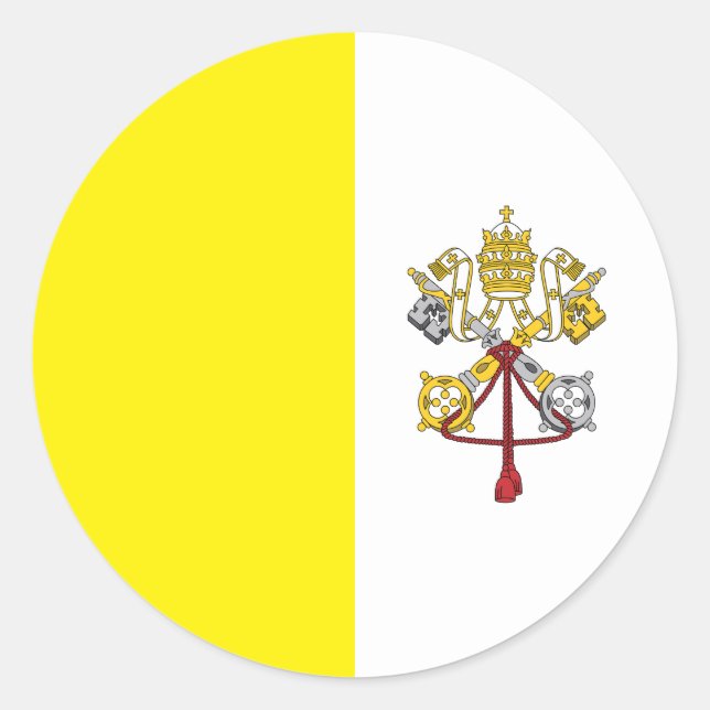 Pegatina Redonda Bandera de la Ciudad del Vaticano (Anverso)